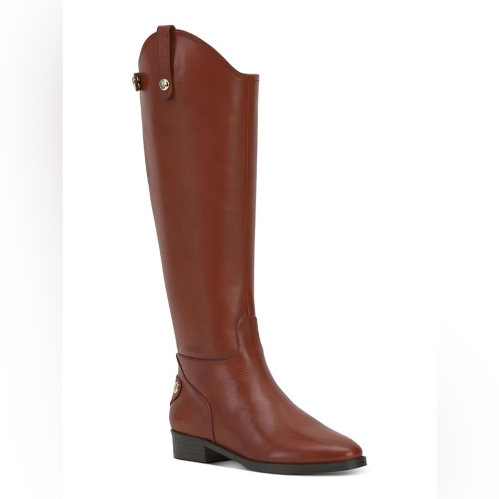 INC Aleah Cognac Brown Leather Riding Boots Sz 7.5 BNWB